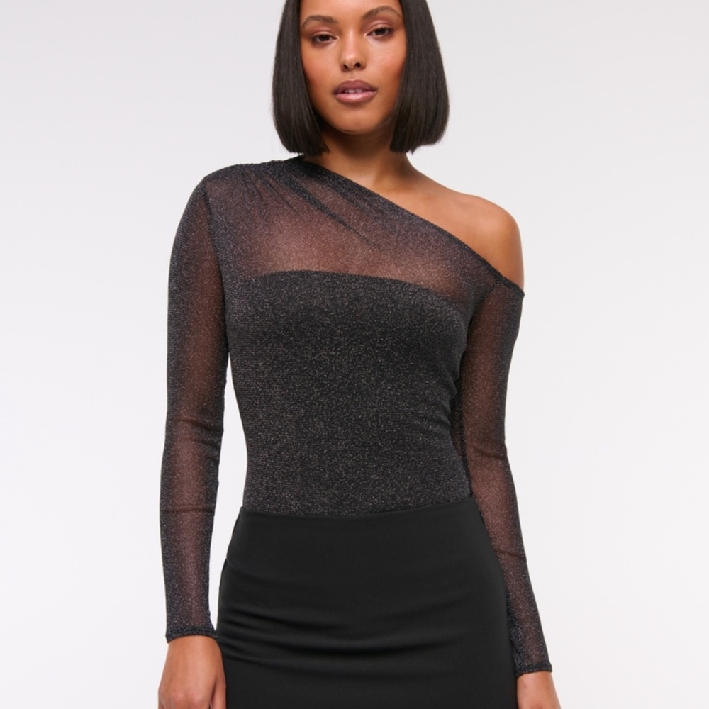 Abercrombie & Fitch Black One-Shoulder Bodysuit